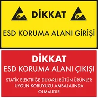 Antistatik ESD Koruma Alanı Giriş Çıkış Tabelası 30x60 cm