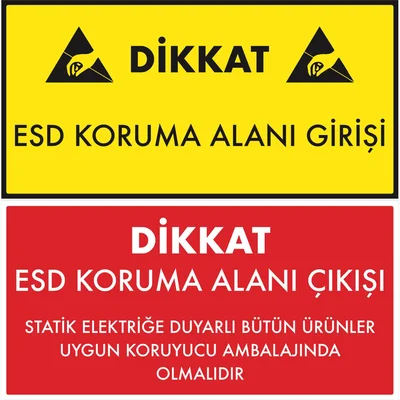 Antistatik ESD Koruma Alanı Giriş Çıkış Tabelası 30x60 cm - Resim 1